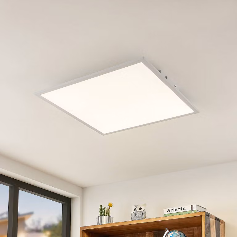 Plafoniera a LED Quais Lindby, Bianco / Opale, Cucina, Alluminio, Moderno, Plafoniera LED