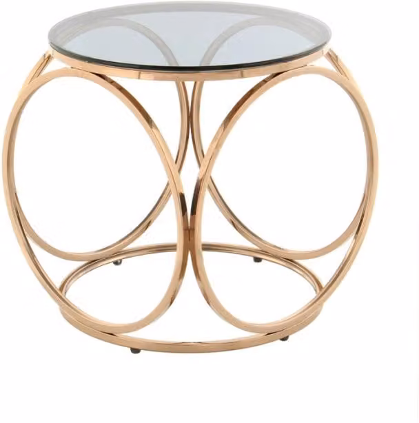 Tavolino Whitney 225 grigio e oro rosa con piano in vetro