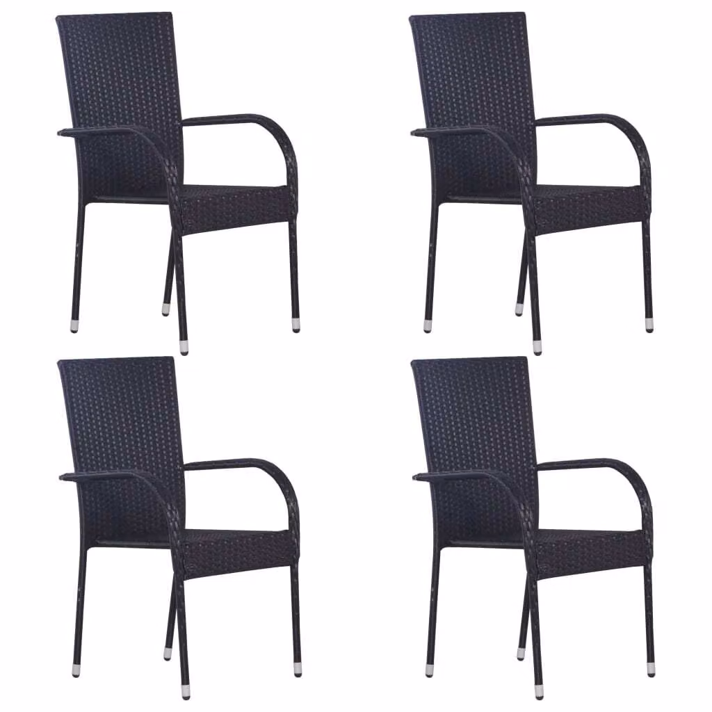 vidaXL Set da pranzo da giardino 5 pezzi nero