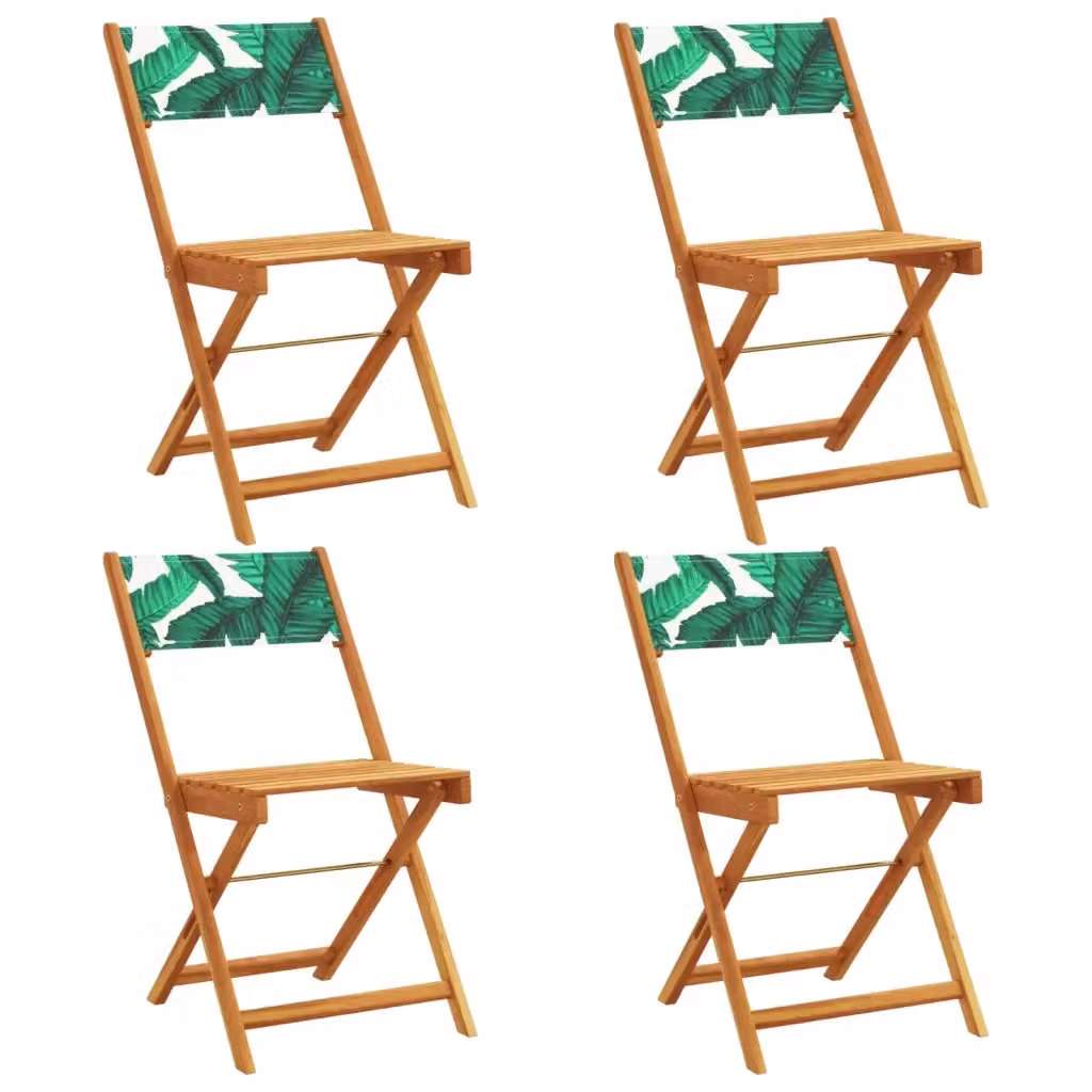 Set di 4 sedie pieghevoli vidaXL in legno di acacia oliato e tessuto verde resistente ai raggi UV per giardino e balcone – 2