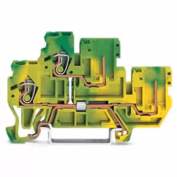 Morsetto base WAGO a doppio piano 870-107 a 2 conduttori/2 poli, 0,08-2,5(4) mm², verde-giallo