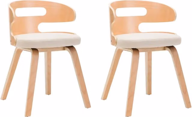 Sedie da Pranzo 2 pz | Sedie da cucina in Legno Curvato e Similpelle Crema