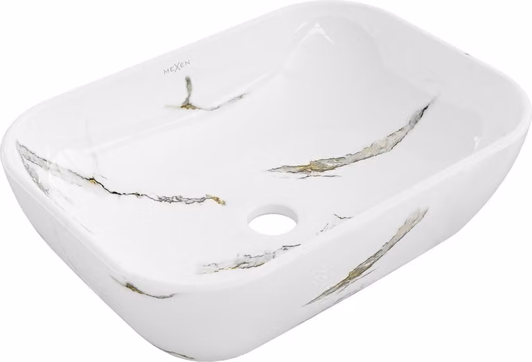 Mexen Rita lavabo da appoggio 45 x 32 cm, pietra bianca - 21084581