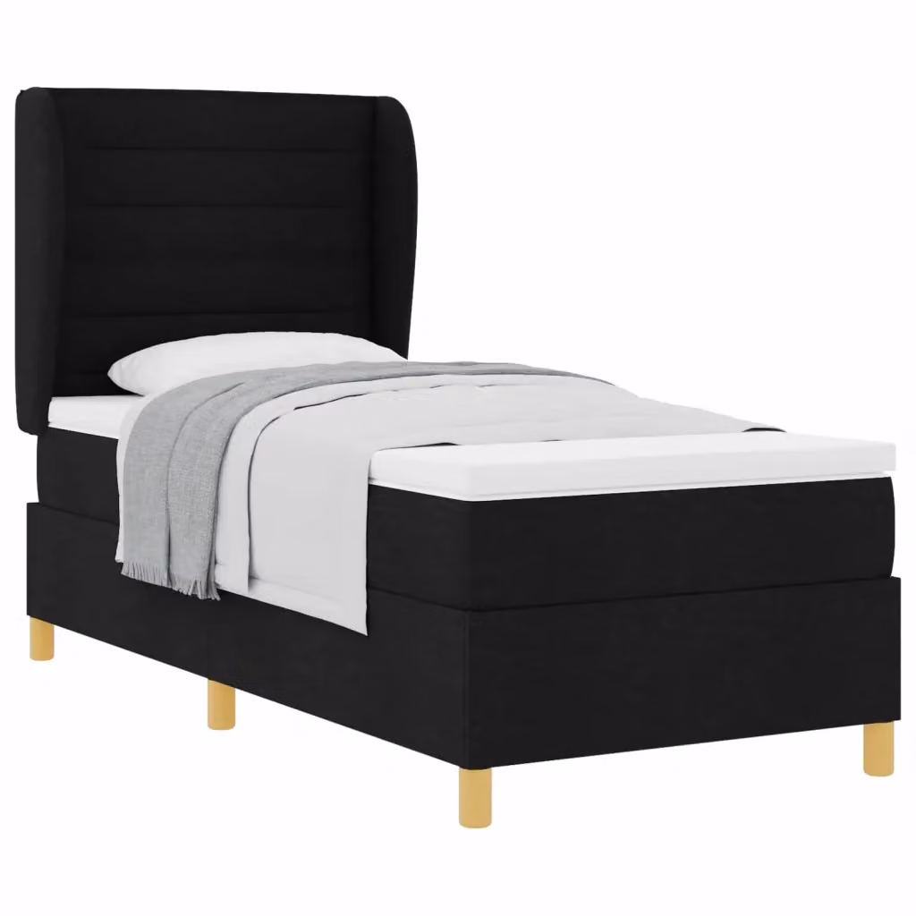 Letto moderno vidaXL con materasso ibrido a molle e schiuma, colore nero, L/P/H: 200 x 90 x 33 cm – 2