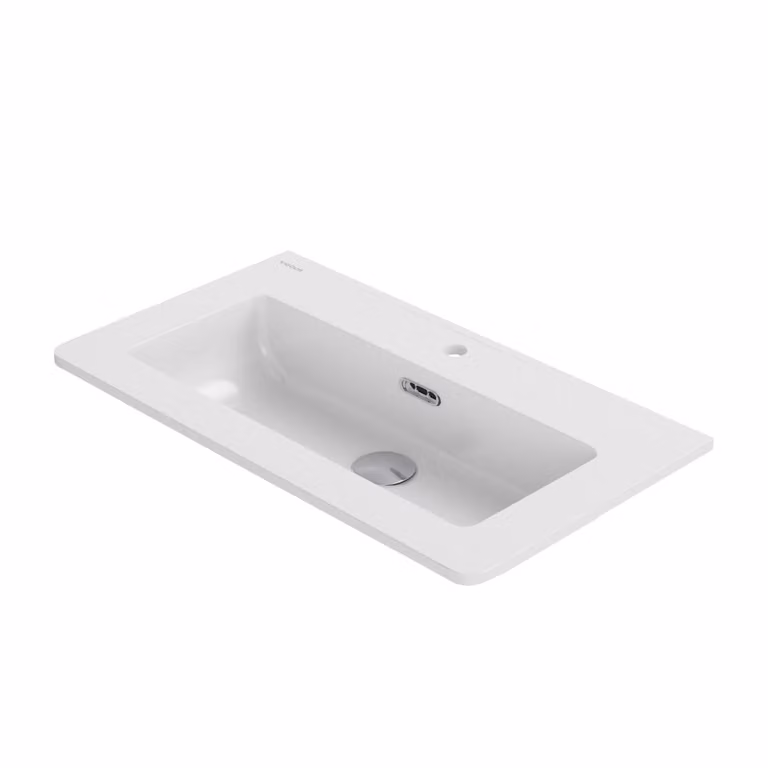 VIGOUR Lavabo d'arredo Clivia con sfioratore e foro per rubinetto 81x46,5 cm, bianco