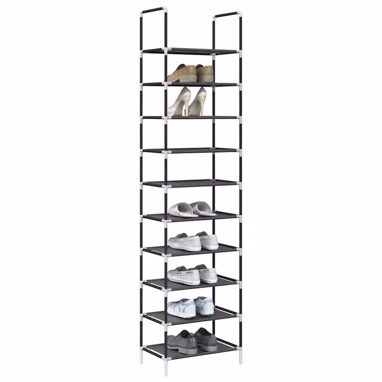Scarpiera vidaXL con 10 ripiani nera L: 44 cm, P: 28 cm, H: 180 cm