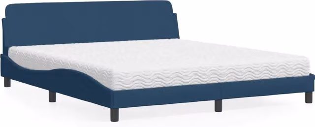 Letto con Materasso Dover vidaXL in Tessuto Blu e Bianco L/P/H: 180 x 200 x 185 cm – 2