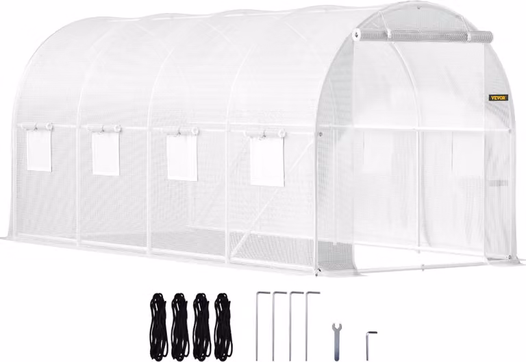 Serra con tetto ad arco 4,6x2,1x2,1 m Struttura fredda Telaio in acciaio zincato e copertura in PE Serra impermeabile e resistente ai raggi UV Serra per pomodori Ideale per la coltivazione di verdure Fiori