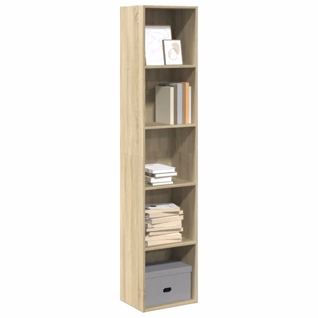 Libreria moderna vidaXL in legno MDF color rovere e beige, da appendere a parete, L 40 cm x P 30 cm x H 189 cm