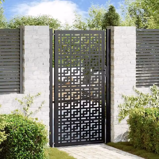 Cancello da giardino nero 100x175 cm con design a croce 4101002