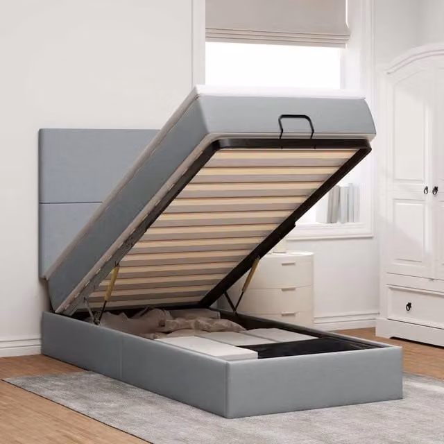 Pouf Letto con Materasso vidaXL Grigio Chiaro con LED e Porta USB L: 200 cm, P: 90 cm, H: 128 cm