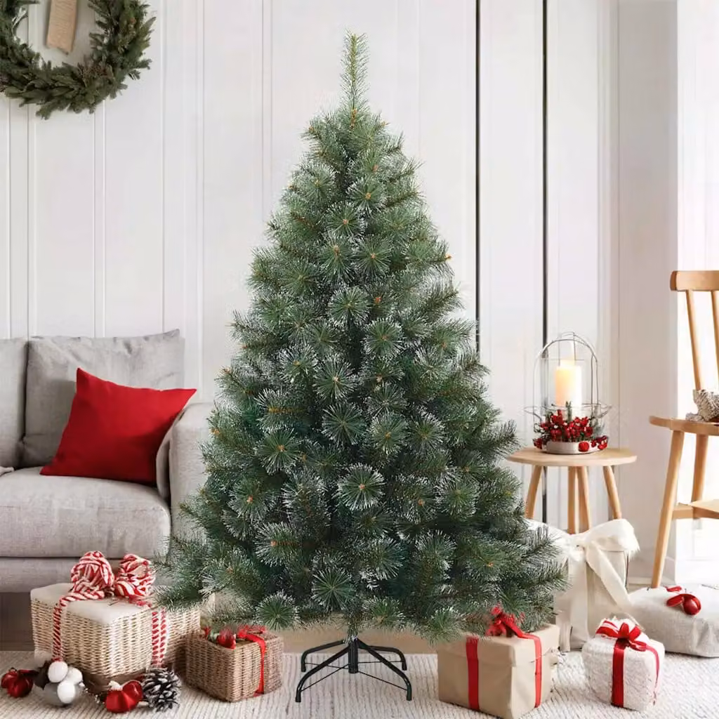 vidaXL Albero di Natale Artificiale Snodato Verde con Effetto Neve, H: 150 cm, L: 94 cm, P: 94 cm