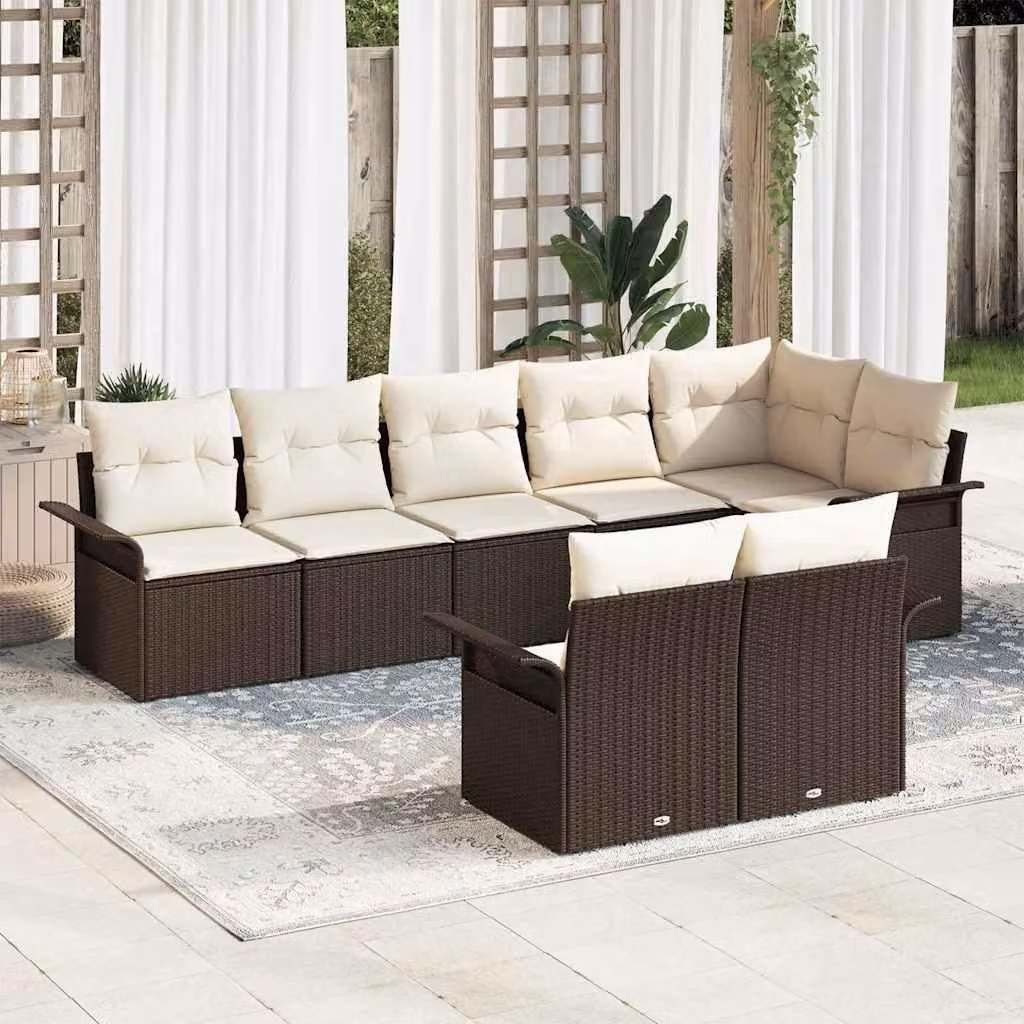 Maison Exclusive - Set Divano da Giardino 8 pcs Marrone polyrattan