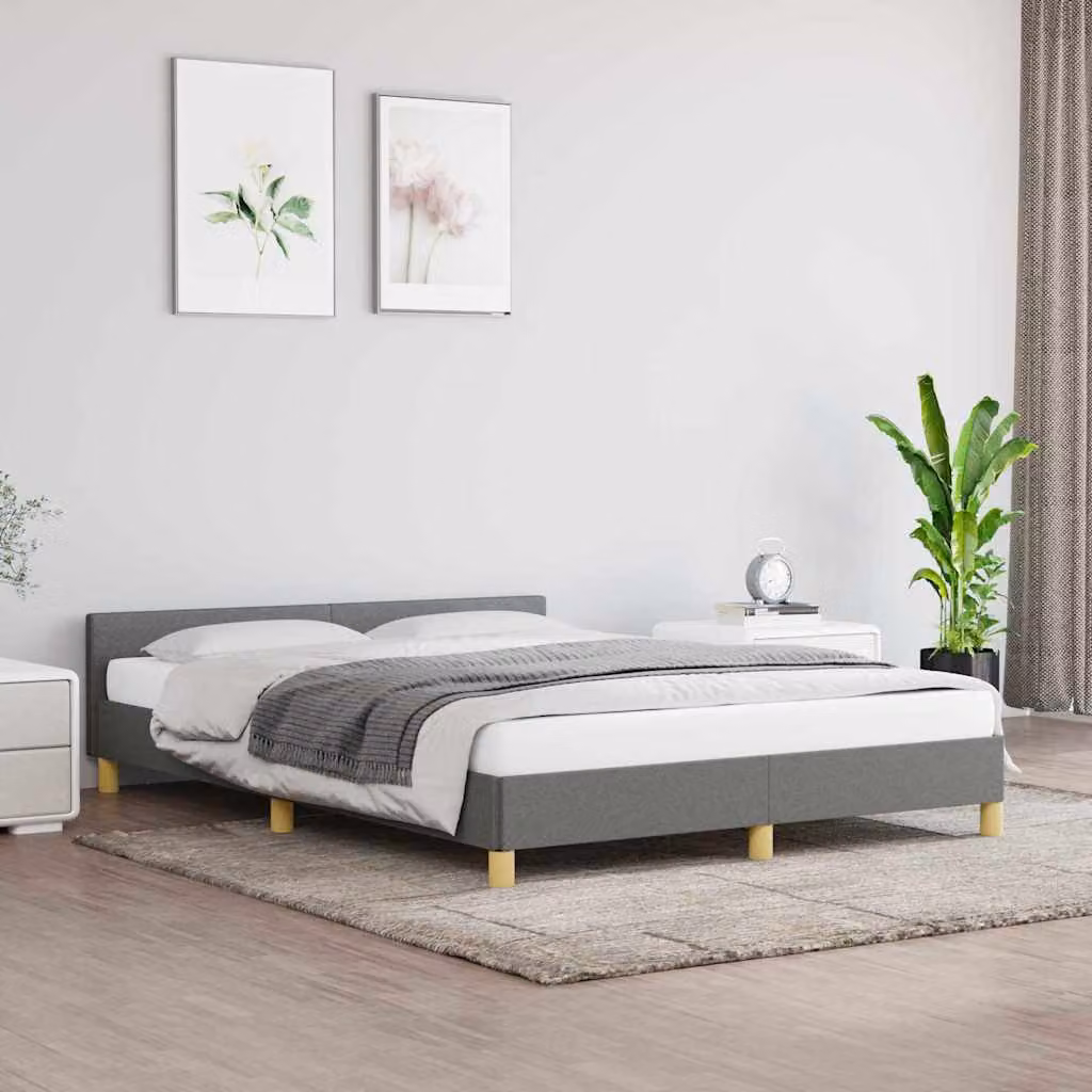 vidaXL Giroletto senza Materasso in Tessuto Grigio L: 140 cm, P: 190 cm