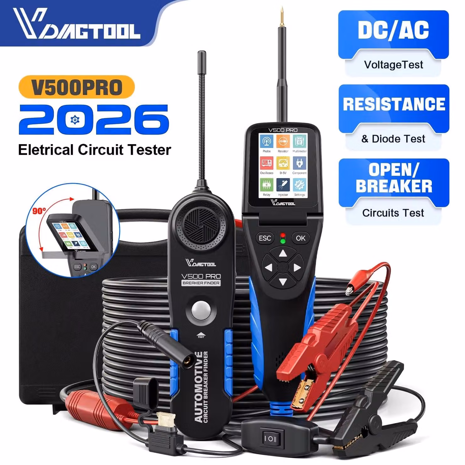 Tester per circuiti automobilistici V500PRO - Tensione: 9-30 V - Alloggiamento in plastica - Adatto per auto e camion - Multimetro