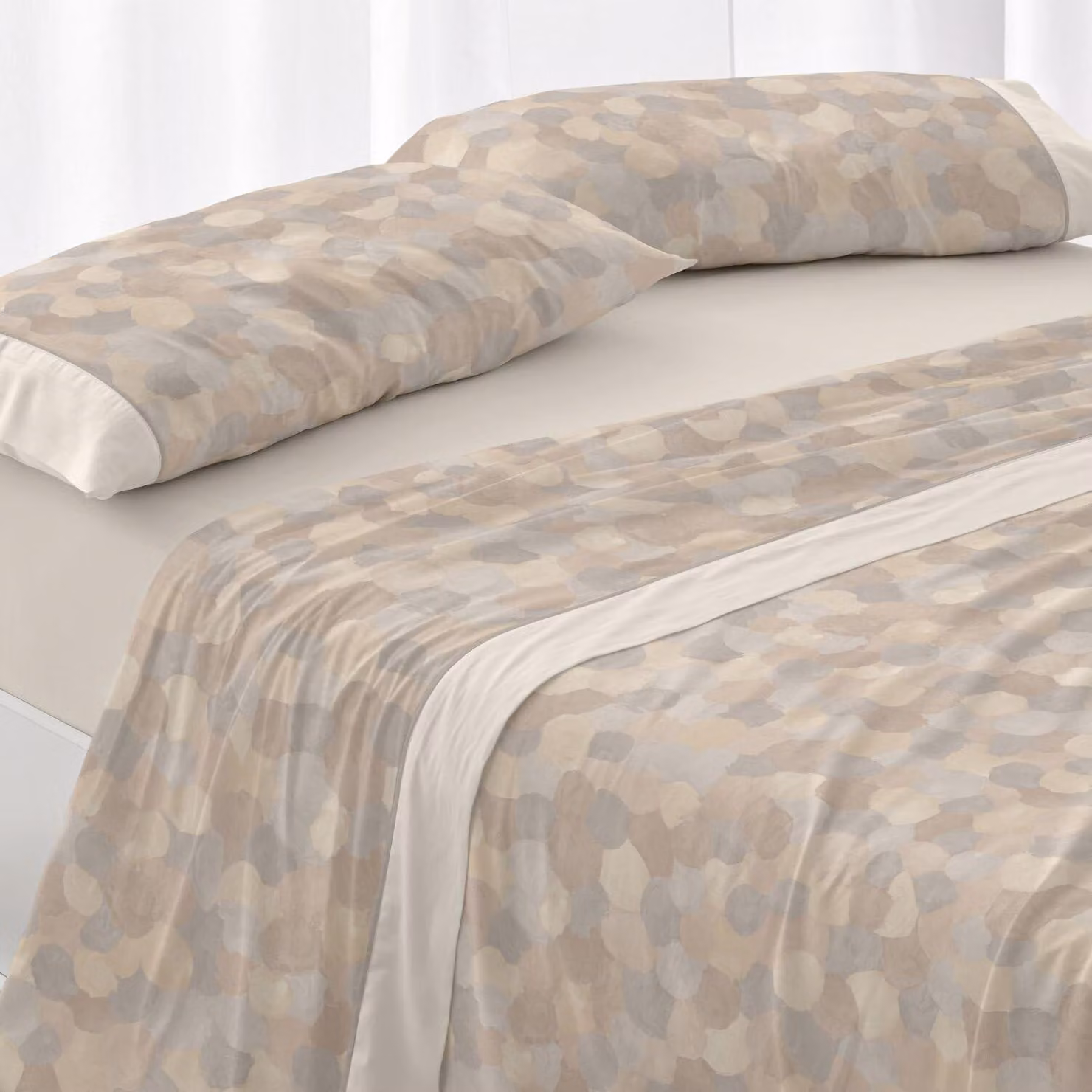 Set di lenzuola bianche, adatto a letti da 135 cm di larghezza (disponibili anche altre misure), design 043, colore terra (135 x 190/200 cm)