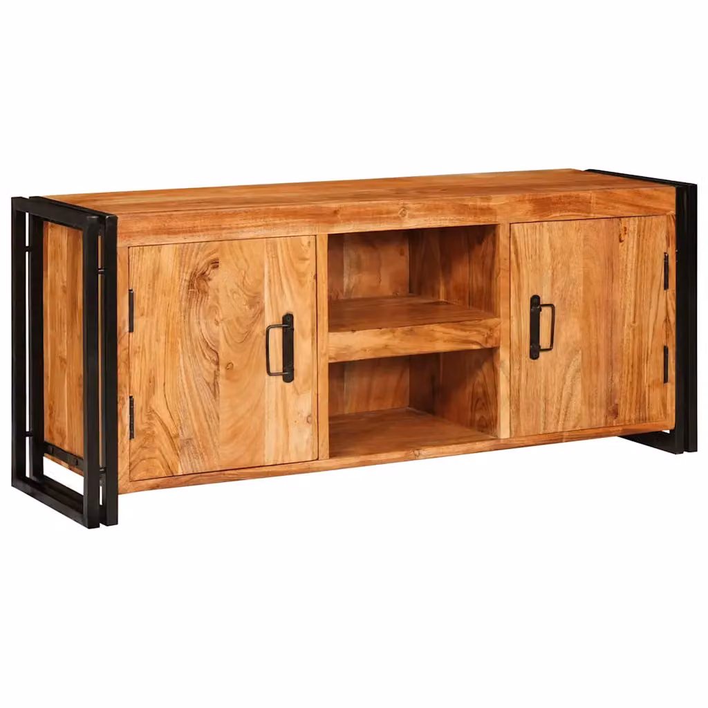Mobile TV vidaXL in legno di acacia marrone con ripiani multimediali L 120 x P 33 x H 50 cm