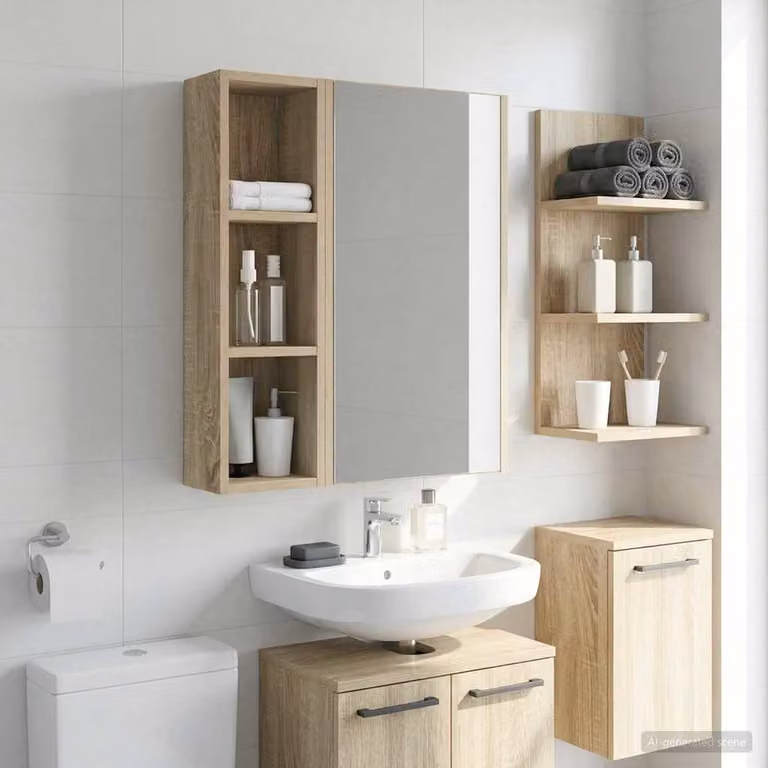 vidaXL Armadio da bagno a muro Rovere Sonoma 20 x 14 x 70 cm