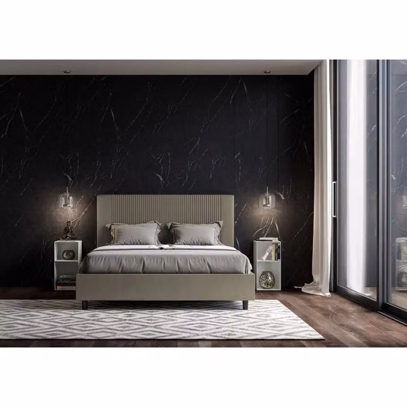 Letto matrimoniale alla francese Goya Ityhome con contenitore in similpelle beige L/P/H: 220 x 150 x 122 cm – 2
