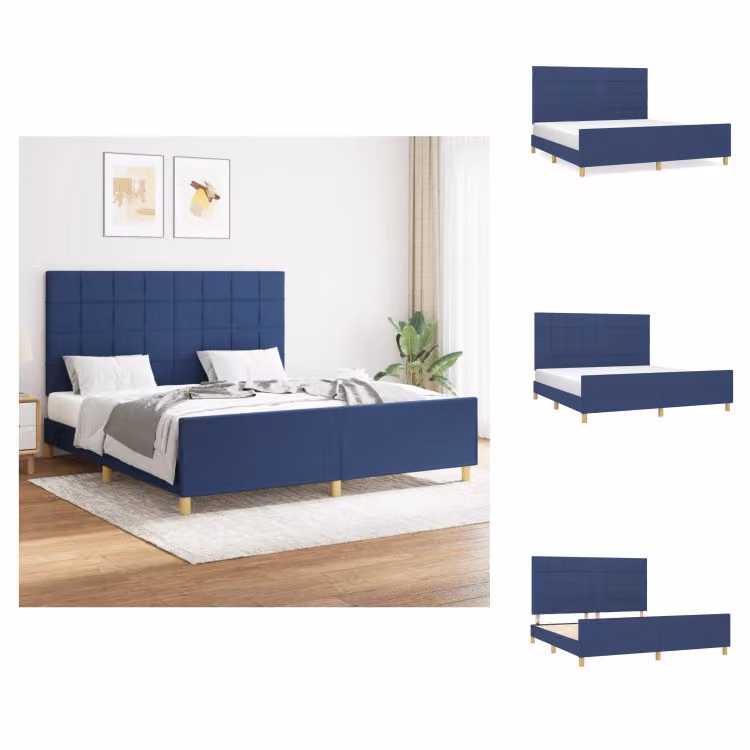 vidaXL Struttura letto con testiera in tessuto blu 160x200 cm - Letti e strutture letto