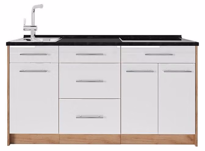 Cucine componibili piccole Vicco Fame-Line Bianco lucido 150 cm, PL Antracite, Model 65431