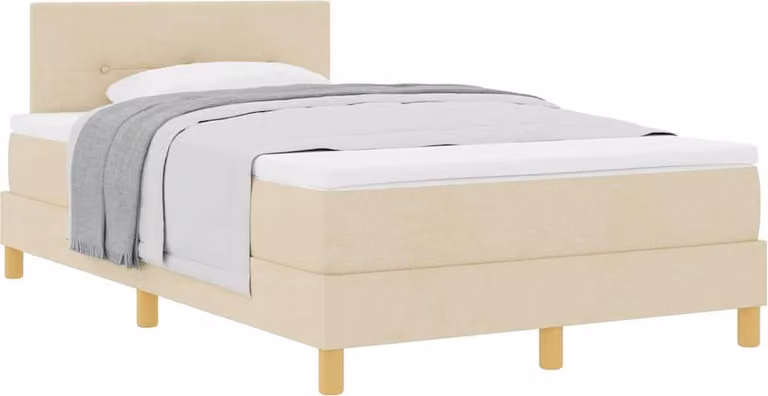 Letto a molle con materasso crema 120 x 190 cm in tessuto