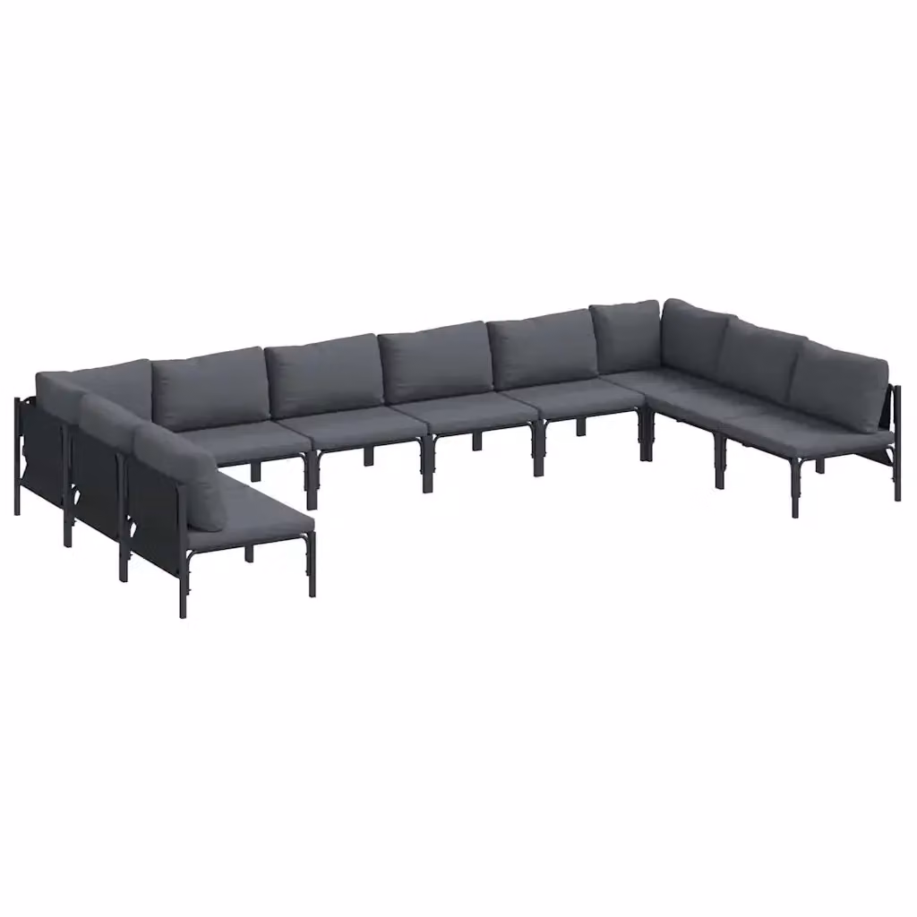 Set Divano da Giardino a L vidaXL in Acciaio Antracite con Cuscini e Rivestimenti Rimovibili – 2