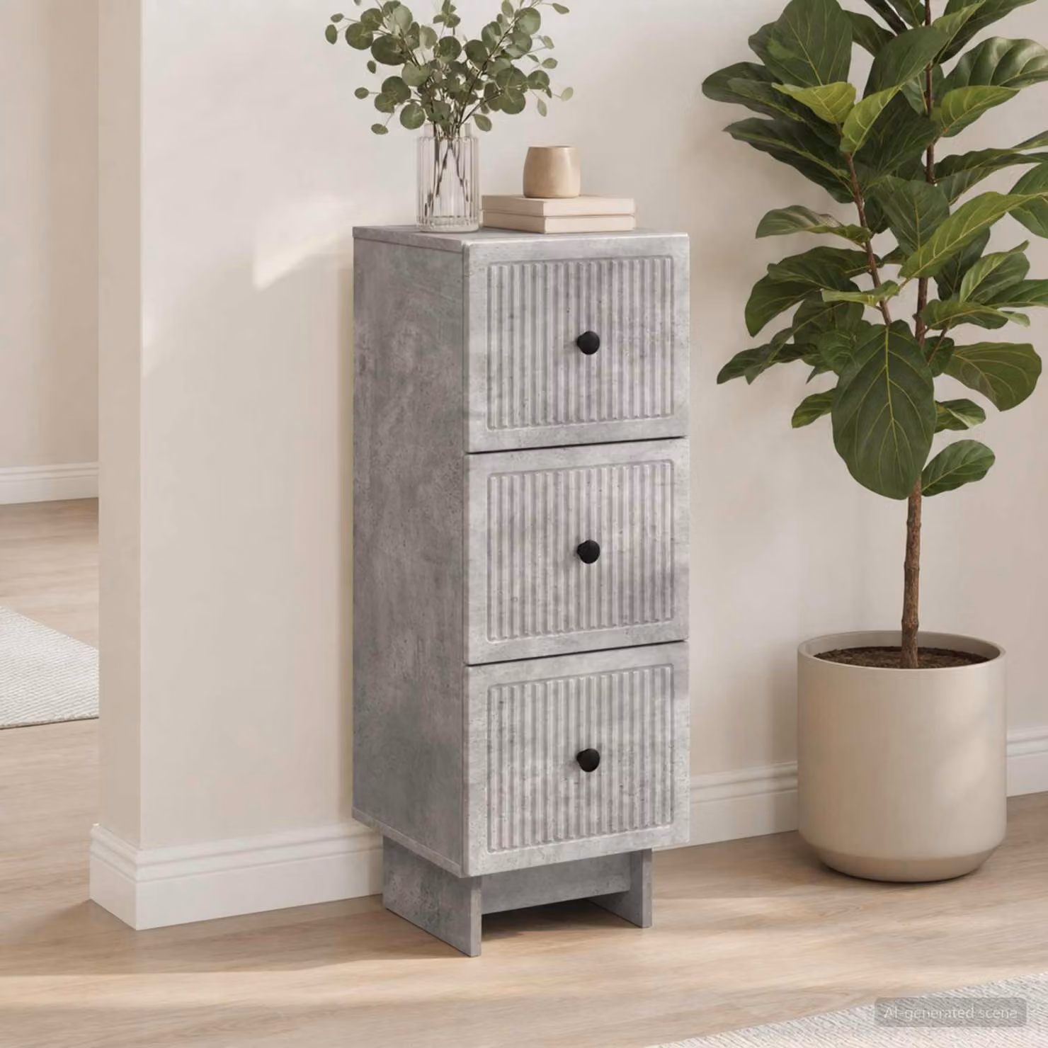 Carrello mobile con cassetti vidaXL Grigio Cemento L: 33 cm, P: 34,5 cm, H: 90 cm
