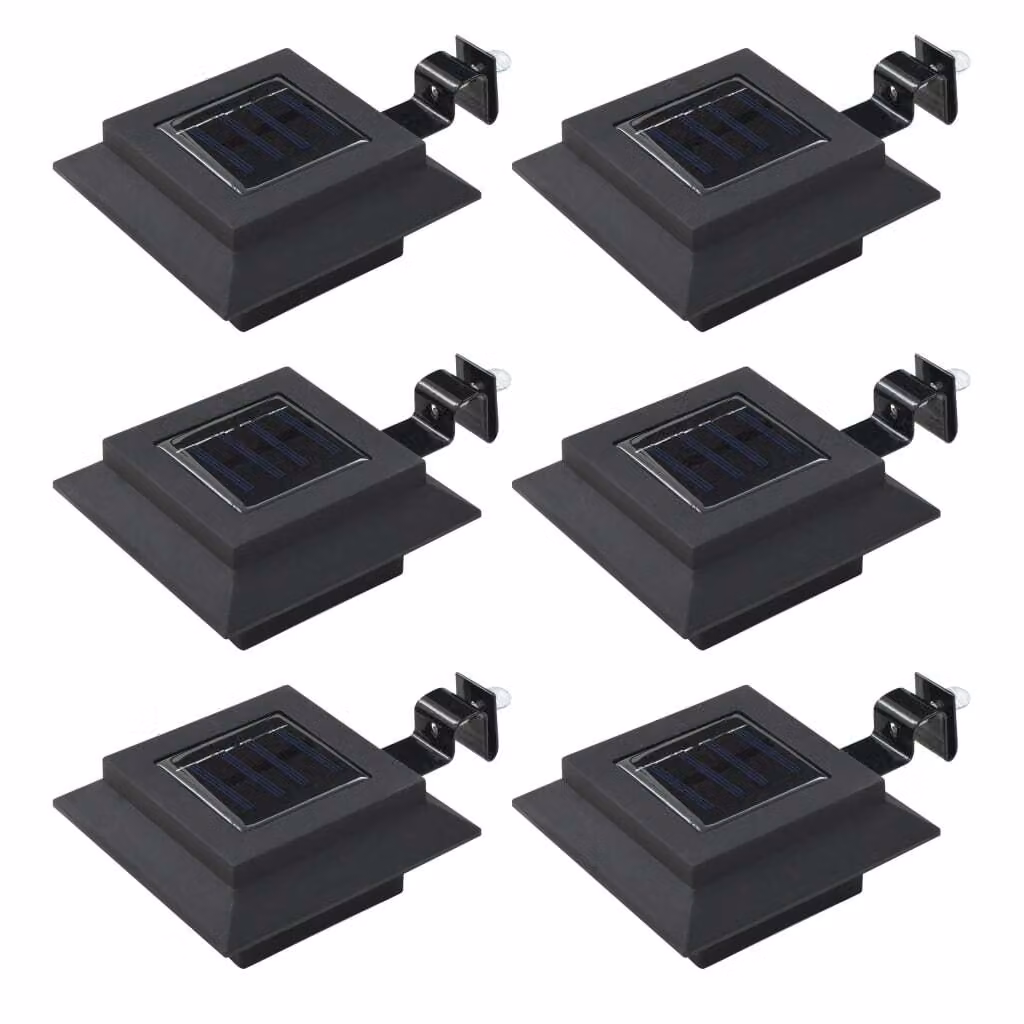The Living Store Luci solari da esterno 6 pezzi LED Quadrato 12 cm Nero
