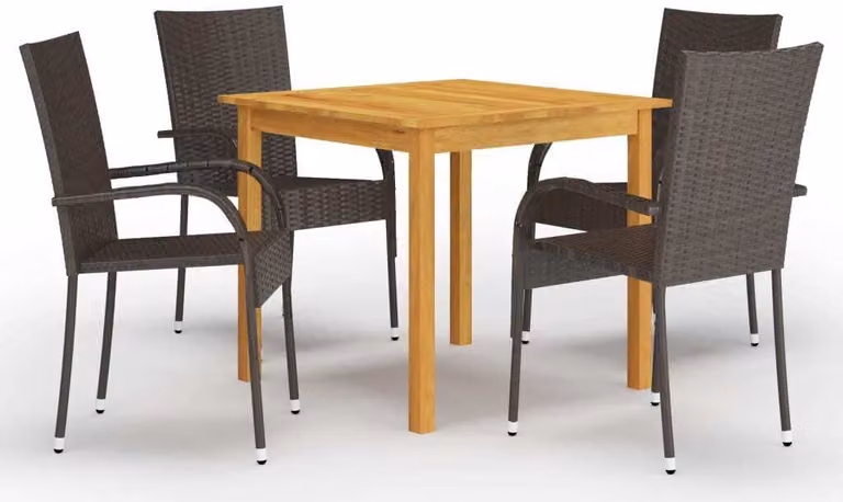 Maison Exclusive - Set da pranzo da giardino a 5 pezzi, marrone