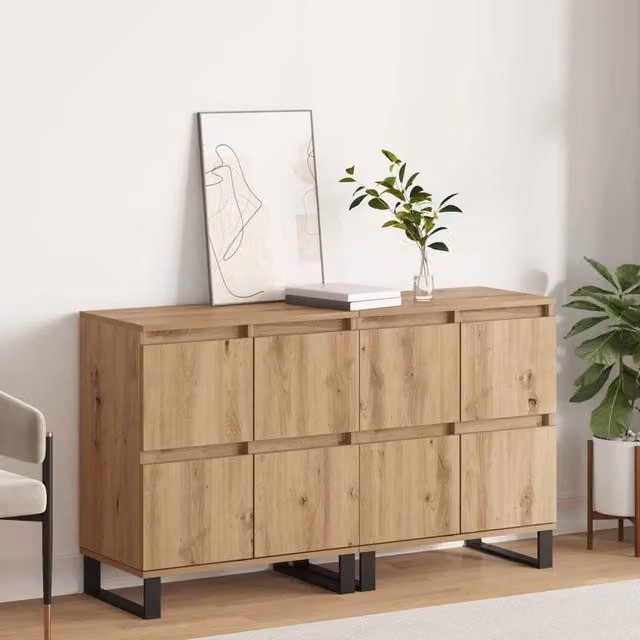 Set di 2 credenze moderne vidaXL in legno color rovere marrone L/P/H: 60 x 35 x 70 cm