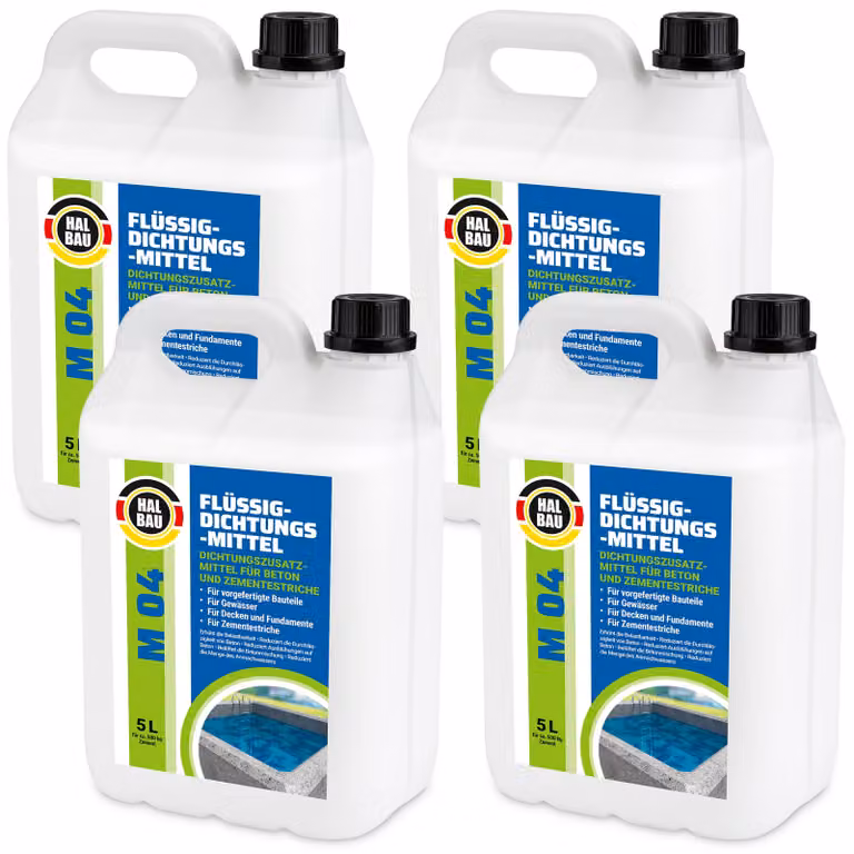 Plastificante Impermeabilizzante Sigillante liquido per calcestruzzo 20 L Massetto cementizio Additivo per malta HALBAU M04