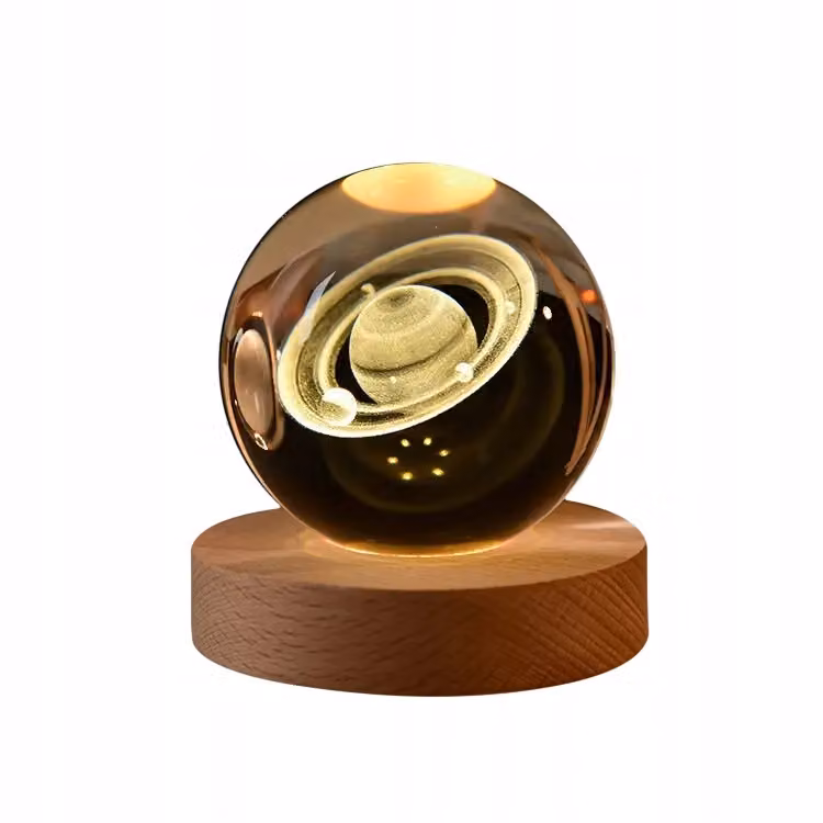 Palla di vetro 3D luce notturna 6cm USB per KINDERZIMMER Planet