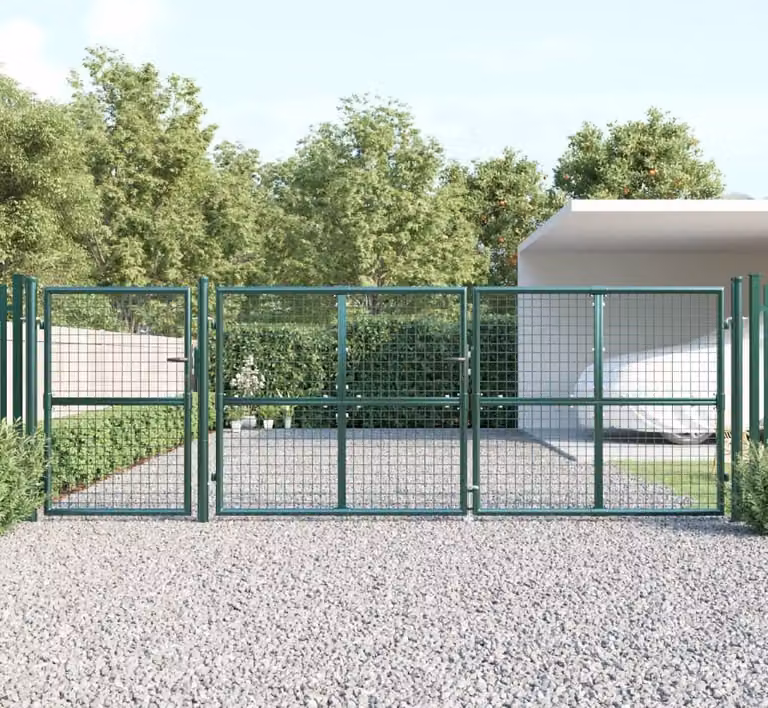 Maison Exclusive - Cancello da giardino a maglie, verde, 400x125 cm, acciaio zincato