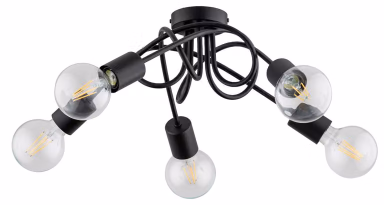 Lampada da soffitto INTER nera 5xE27x15W in metallo, dimensioni: 20x51x51 cm, IP20 Alfa