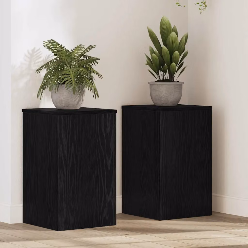 Set di 2 supporti per piante vidaXL in legno MDF nero opaco L/P/H: 30 x 30 x 50 cm