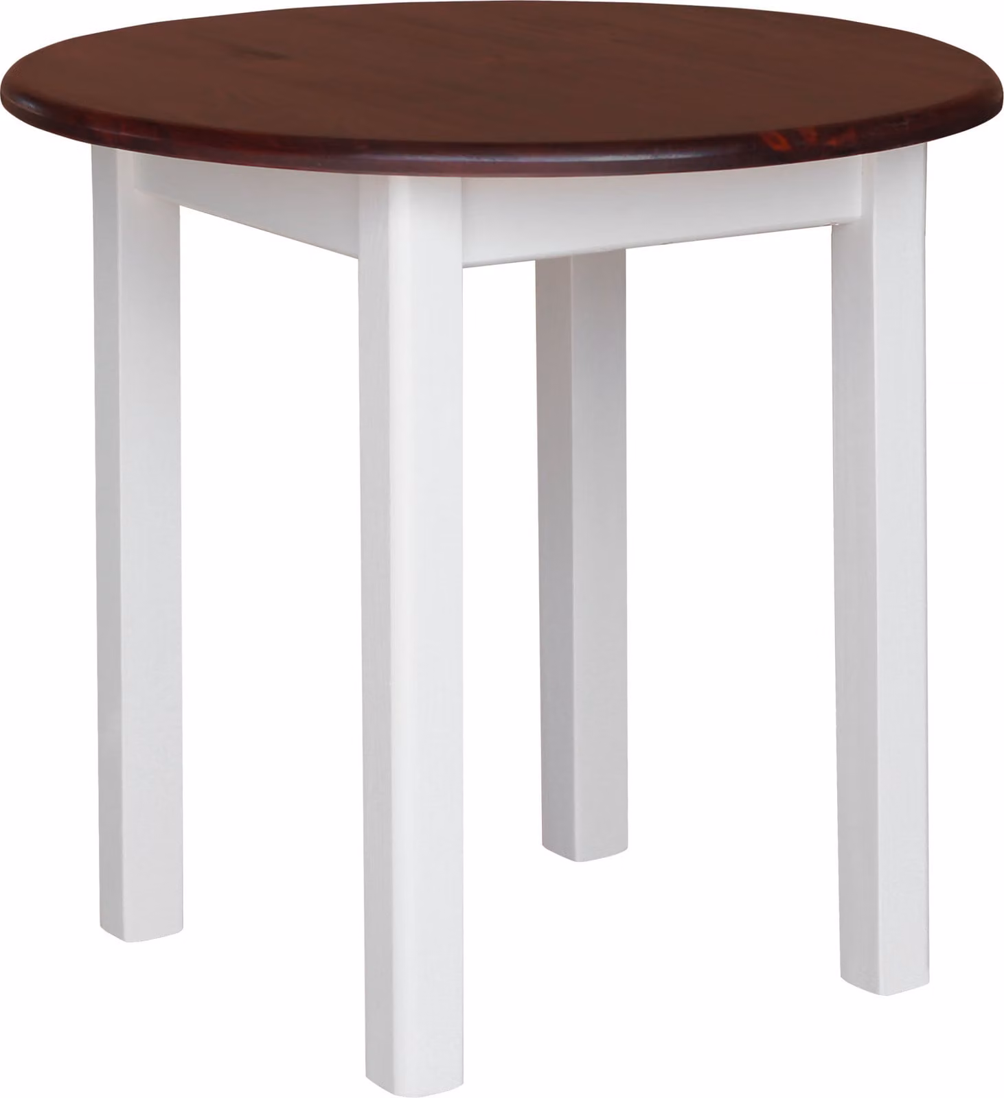 Tavolo rotondo bianco in legno di pino massiccio con piano in colore Calvados 90 cm