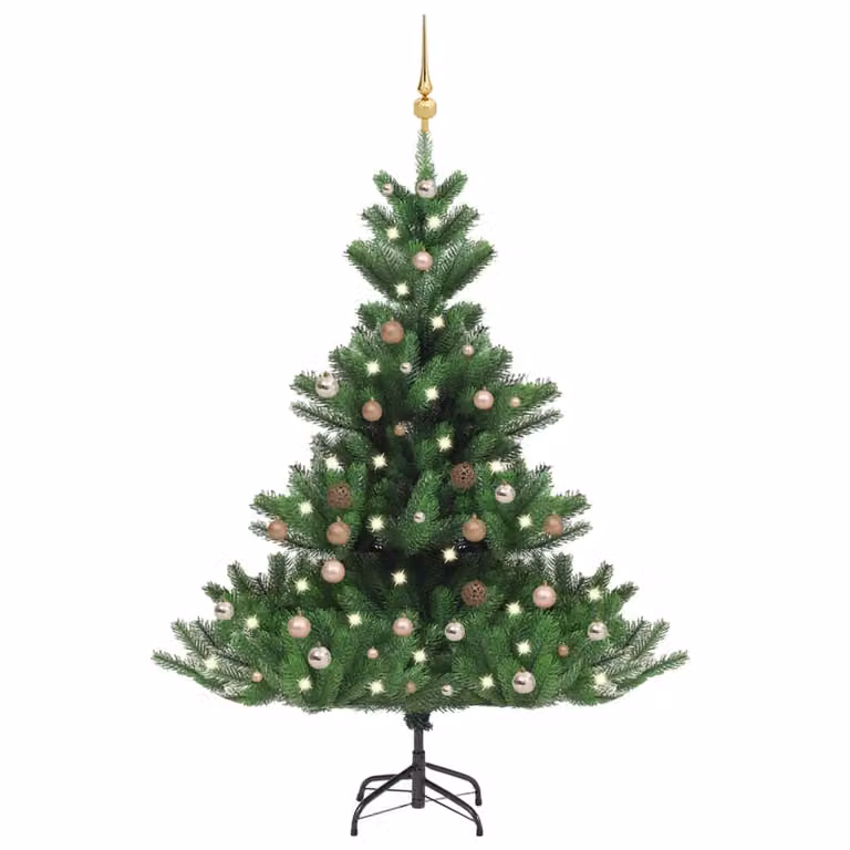 The Living Store Albero di Natale Artificiale Nordmann LED e Palline Verde 150 cm