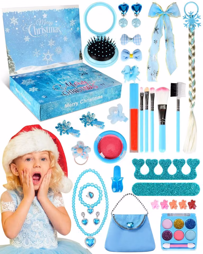 Solidchoice - Calendario dell'Avvento 2025 per bambine, nella versione blu