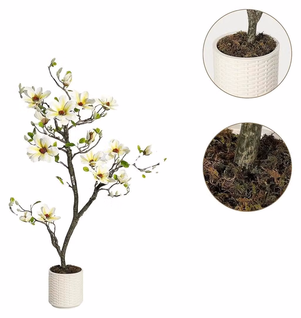 Albero di magnolia artificiale, design elegante, facile da curare, 120 cm