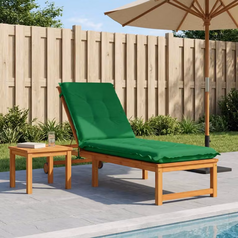 vidaXL Cuscino per Lettino GEMERT Verde in Poliestere con Rivestimento Rimovibile e Resistente ai Raggi UV L: 190 cm, P: 60 cm