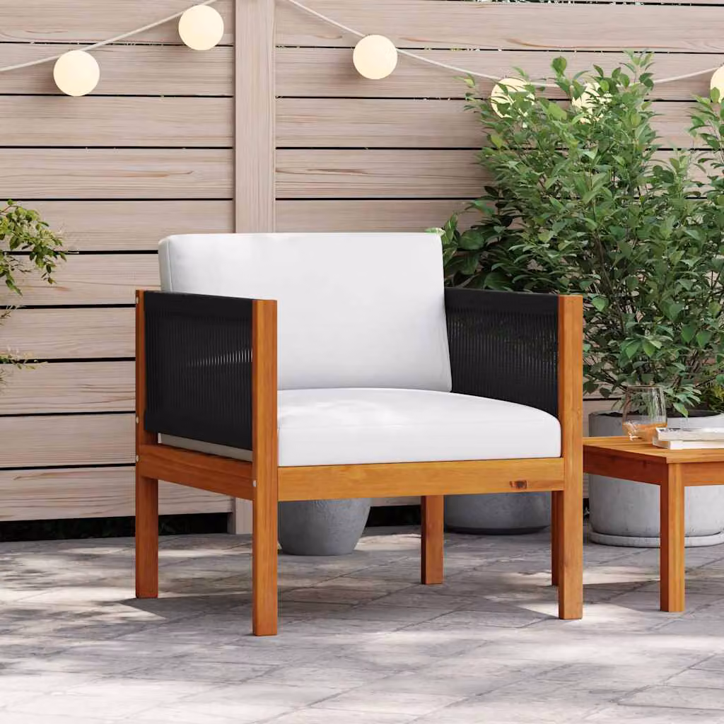 Set di 2 sedie da giardino vidaXL in legno massello d'acacia con cuscini e braccioli in stile rustico – 1