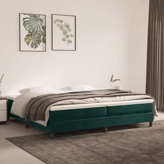 Giroletto a Molle con Materasso Verde Scuro 200x200 cm Velluto 3144354