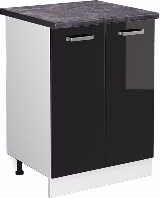 Mobiletto base cucina R-Line Nero lucido/Bianco 60 cm, PL Antracite Vicco