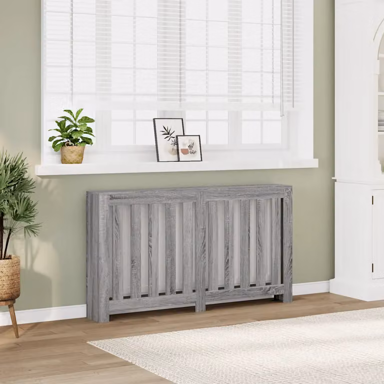 Copertura per termosifone vidaXL in legno multistrato, colore Grigio Sonoma, L: 149 cm, P: 20 cm, H: 82 cm