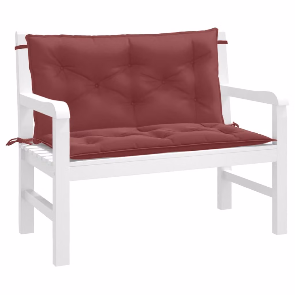 Set di 2 cuscini per panca da giardino vidaXL in poliestere rosso, L 100 cm x P 50 cm x H 7 cm