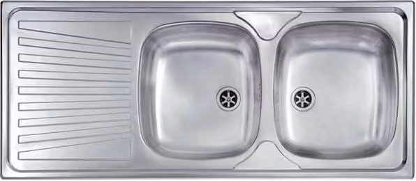 Lavello da incasso a 2 vasche Mondial rettangolare in acciaio inox satinato colore argento L: 116 cm, P: 50 cm