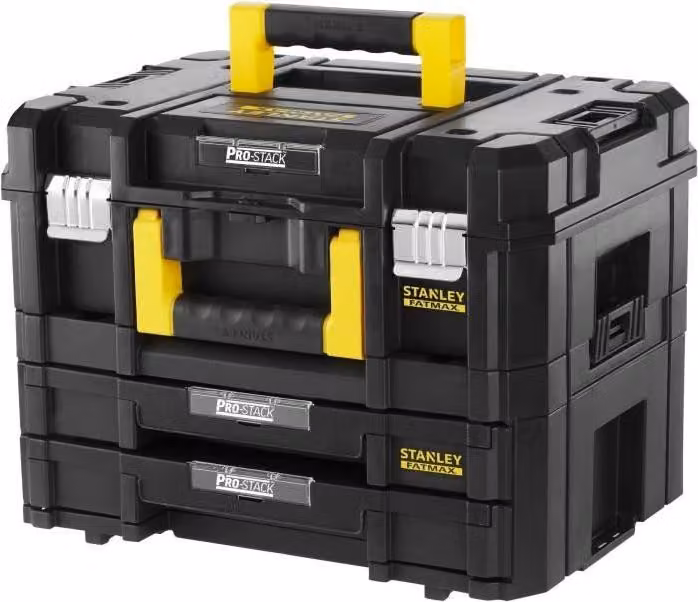 Set di valigette portautensili, Stanley Fatmax PRO-STACK FMST1-71981, 2 pezzi, 21,5 l, 2 cassetti, sistema modulare