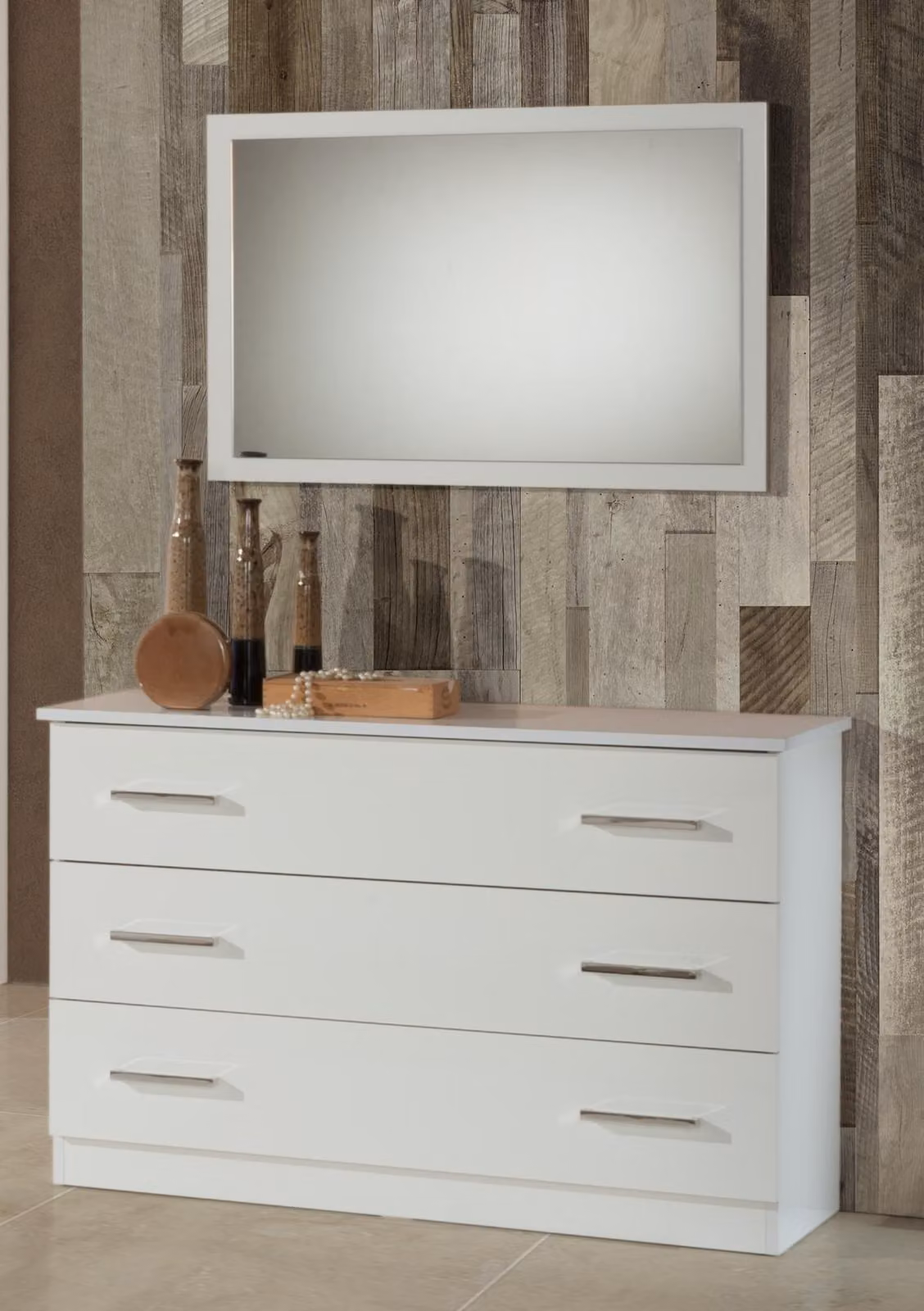 Schmink Tische Konsolen Tisch Side Board Zimmer Holz Spiegel + Kommode 2tlg. Set