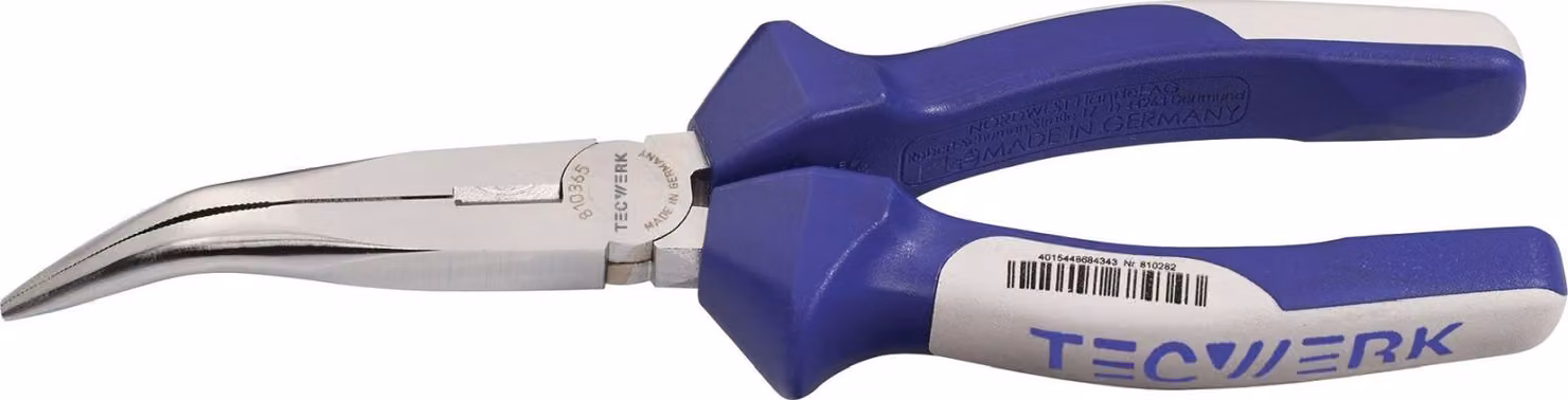 Pinza a becchi piatti, lunghezza 200 mm, 40°, angolata, con rivestimento multicomponente
